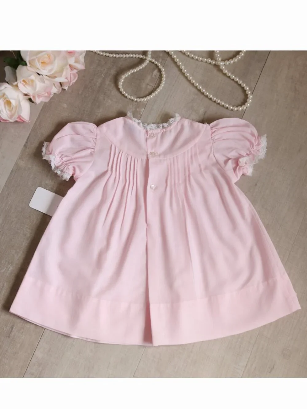 Pink Heirloom Slip Dress Vintage Feltman Friedknit Yoke Pintuck 0-3M Rare Design